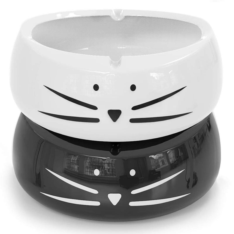 Koolkatkoo Cute Cat Ashtray Indoor or Outdoor Use Ceramic Ash Holder for Smokers Girls Women Decorative Ashtrays for Home Office Cat Lover Ash Tray Black and White - Image 1